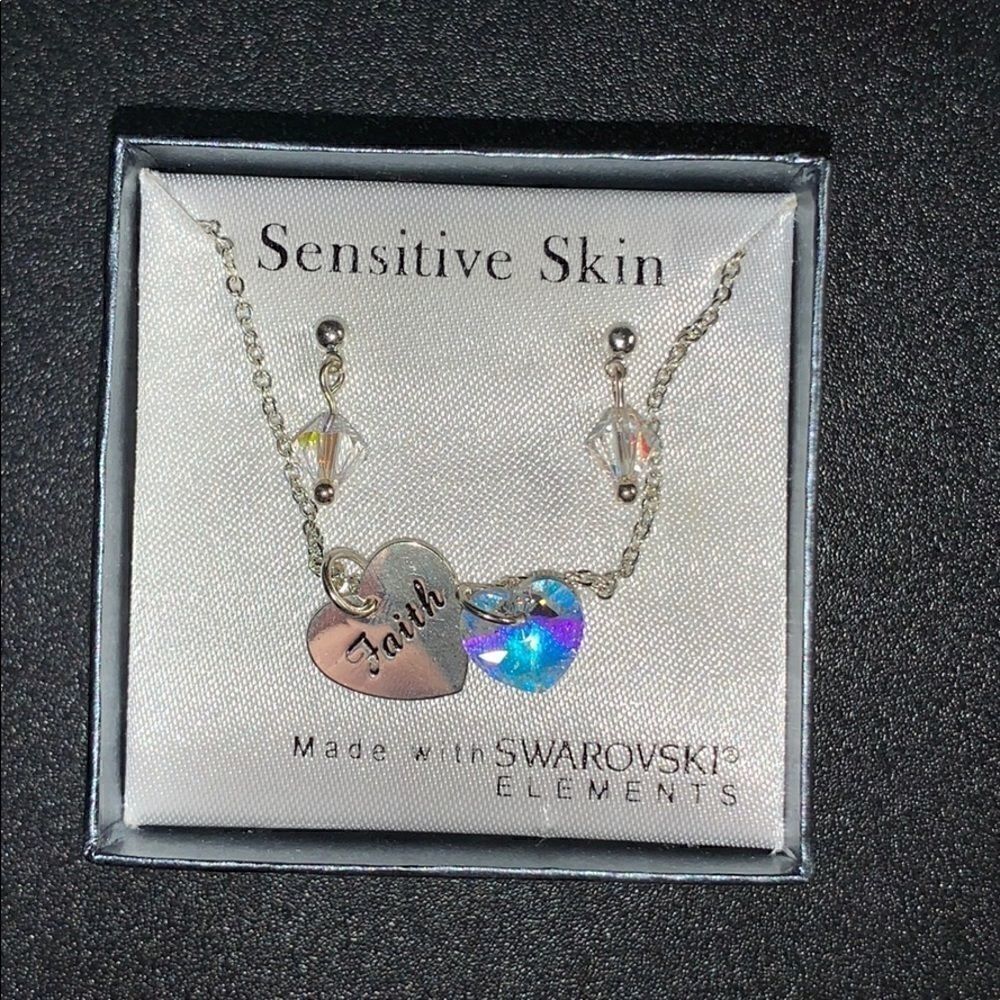NWT Swarovski Faith Necklace & Earring Set